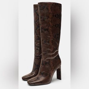 NWT Zara animal print knee high boots